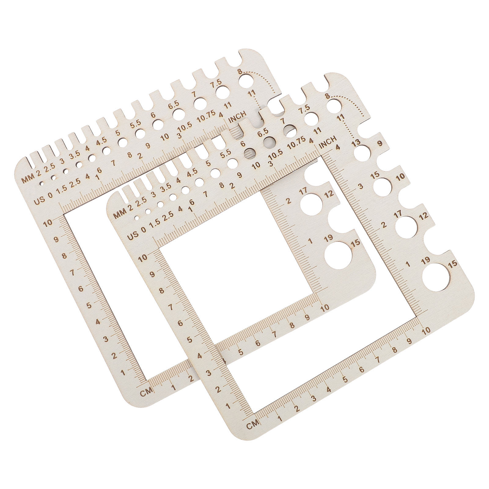 Sewing Gauge Ruler - 2 Adet Ahşap Örgü Ölçer, Metrik